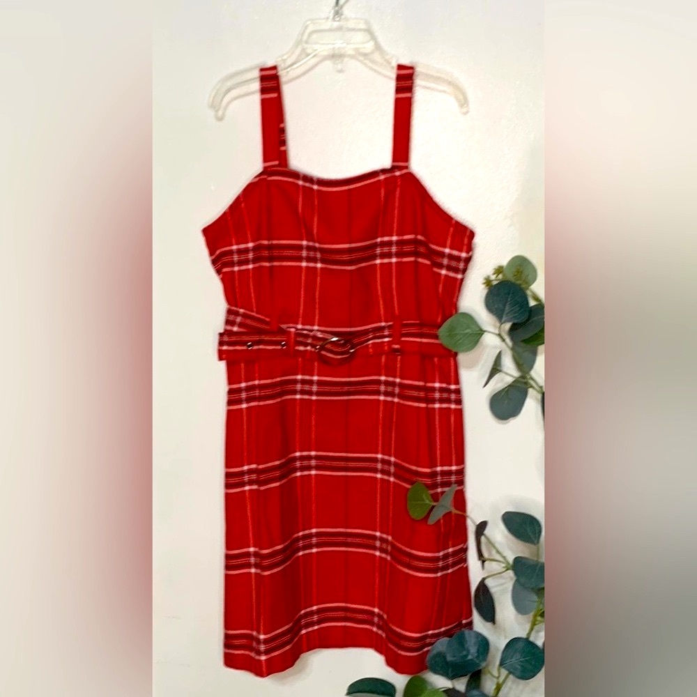 Justice Girls 90s Prep Plaid Jumper Red Belted Dress Holiday Christmas Party